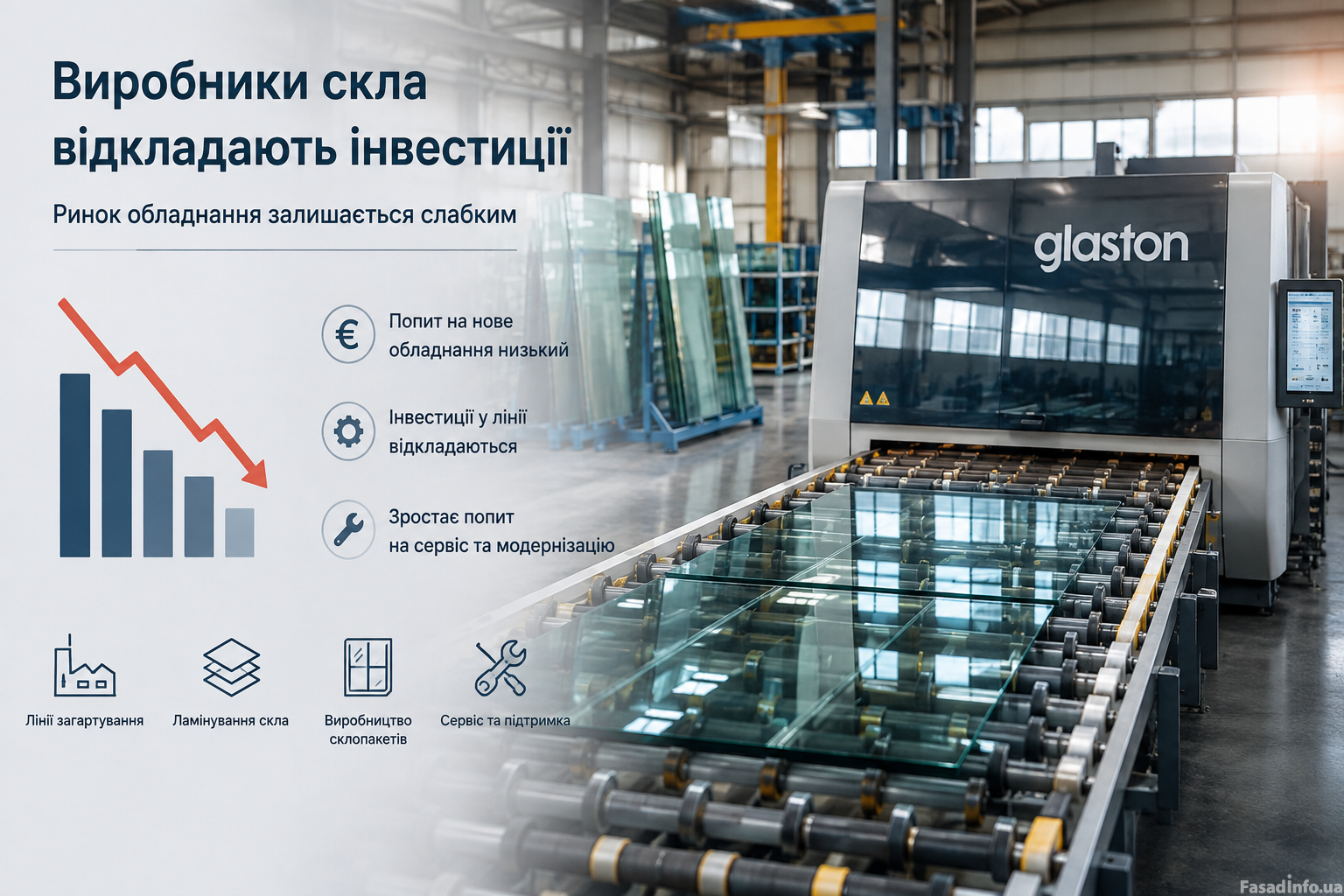 Виробники скла відкладають інвестиції: ринок обладнання залишається слабким