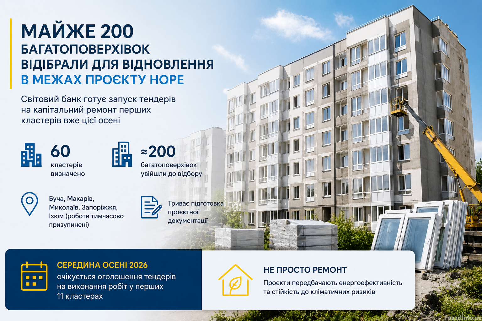 Майже 200 багатоповерхівок відібрали для відновлення в межах проєкту HOPE